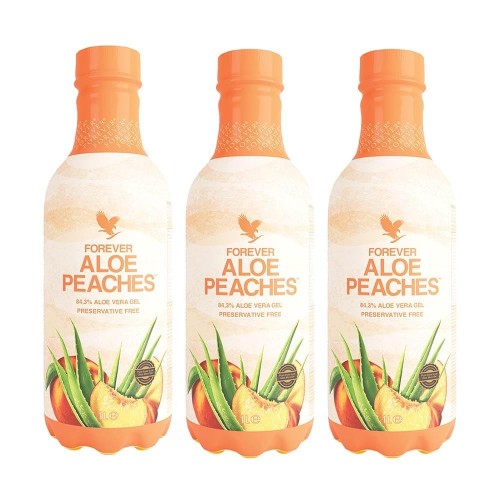 Forever Aloe Peaches - nektar z miąższem z liści aloesu o smaku brzoskwiniowym, Zestaw 3 x 1l